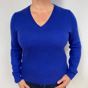 Admiral Blue Cashmere V-Neck Jumper Large