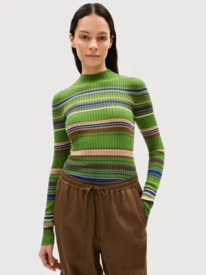 Alaania New Stripes Ivy green Longsleeve | Armedangels
