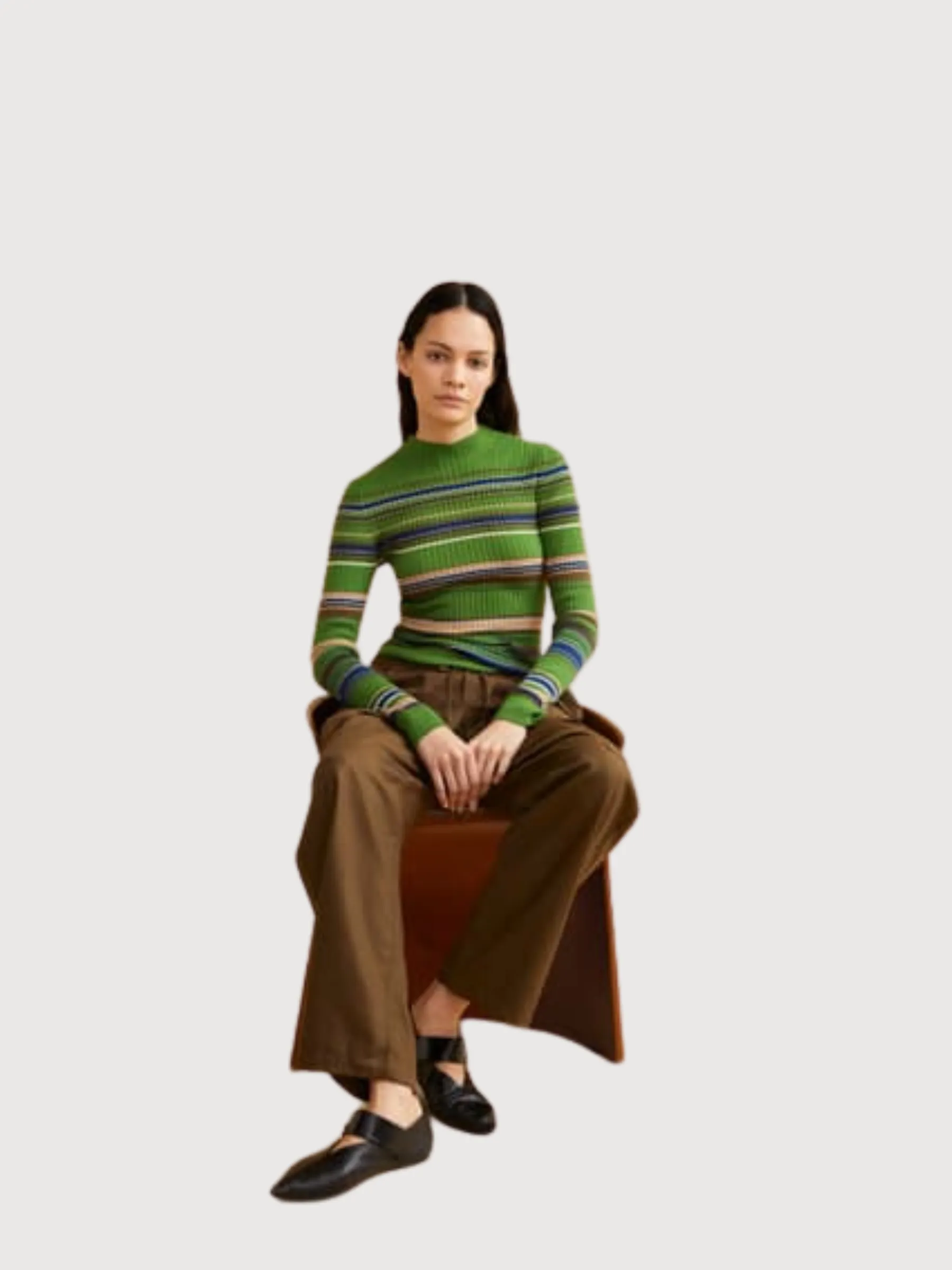Alaania New Stripes Ivy green Longsleeve | Armedangels