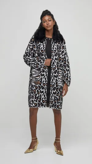 animal print cosy knit jacket