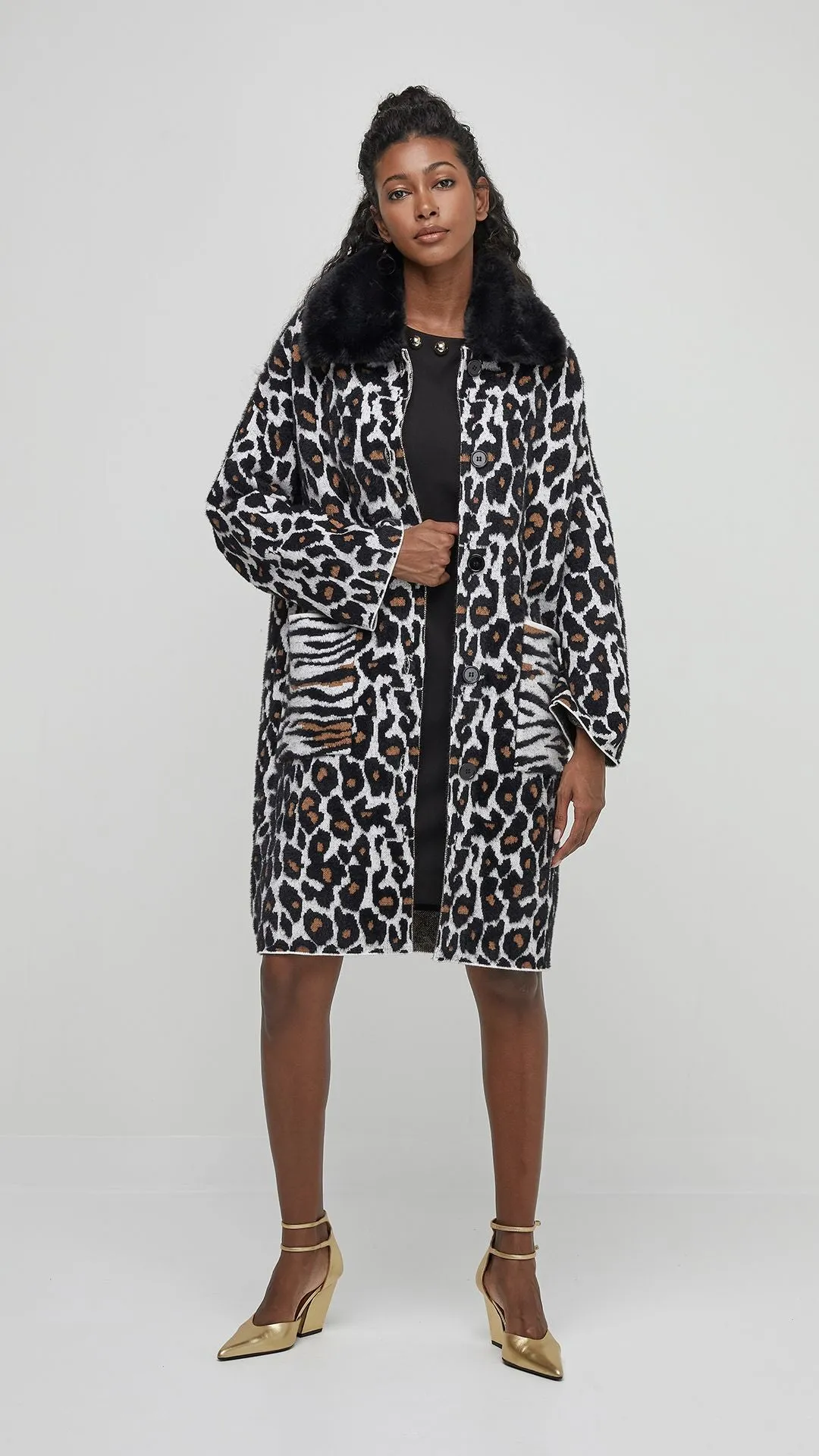 animal print cosy knit jacket