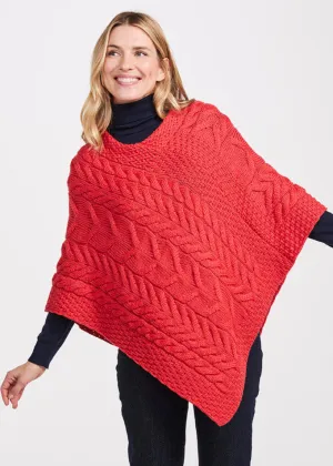 Aran Super Soft Poncho | Coral - Clearance
