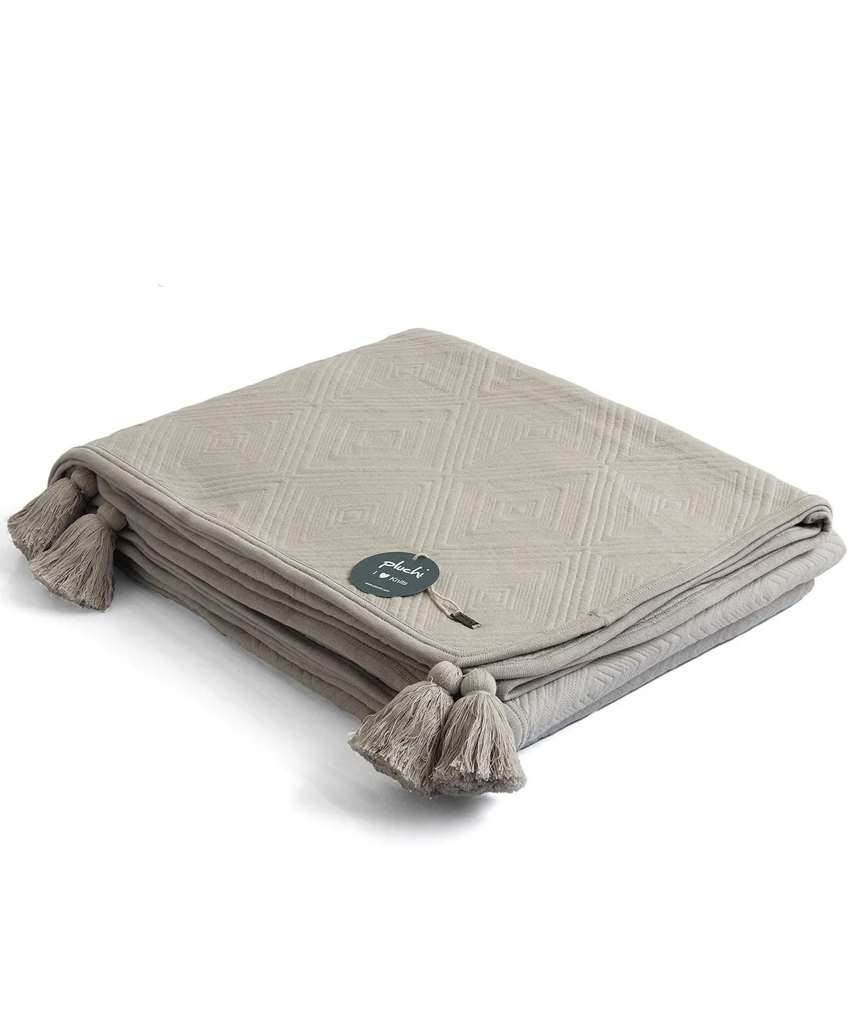 Aysel - Pale Whisper Color 100% Cotton Knitted King Size Bed Cover with 2 Pillow Cover (Set of 3)