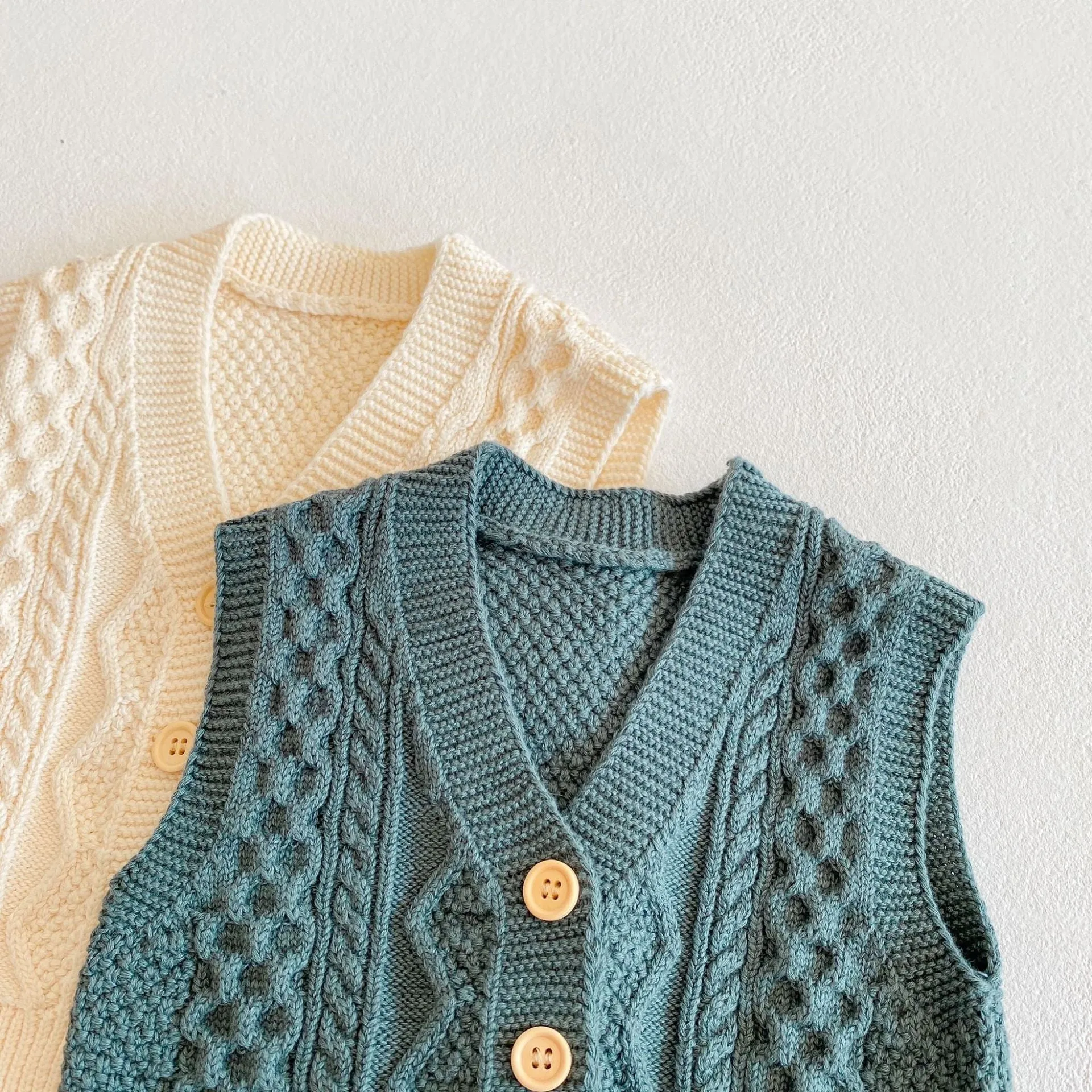 Baby Joker Cardigan Cotton Yarn Knitted Diamond Vest Jacket