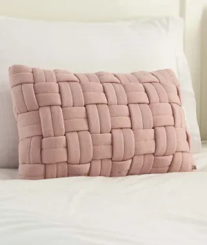 Basket Knit Cotton Knitted Decorative Cameo Pink Color 12 x 20 Inches Pillow Covers