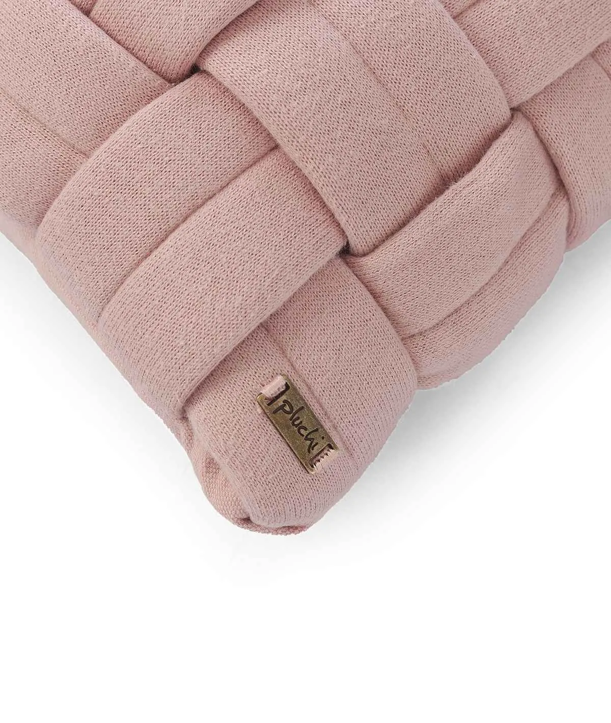 Basket Knit Cotton Knitted Decorative Cameo Pink Color 12 x 20 Inches Pillow Covers