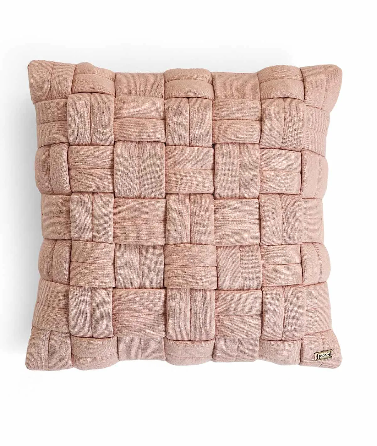 Basket Knit Cotton Knitted Decorative Cameo Pink Color 16 x 16 Inches Cushion Cover