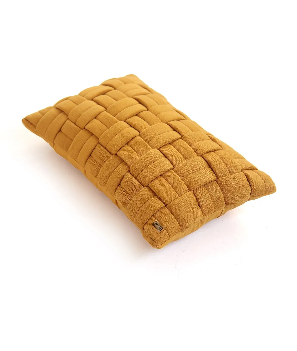 Basket Knit Cotton Knitted Decorative Mustard Color 12 x 20 Inches Pillow Cover