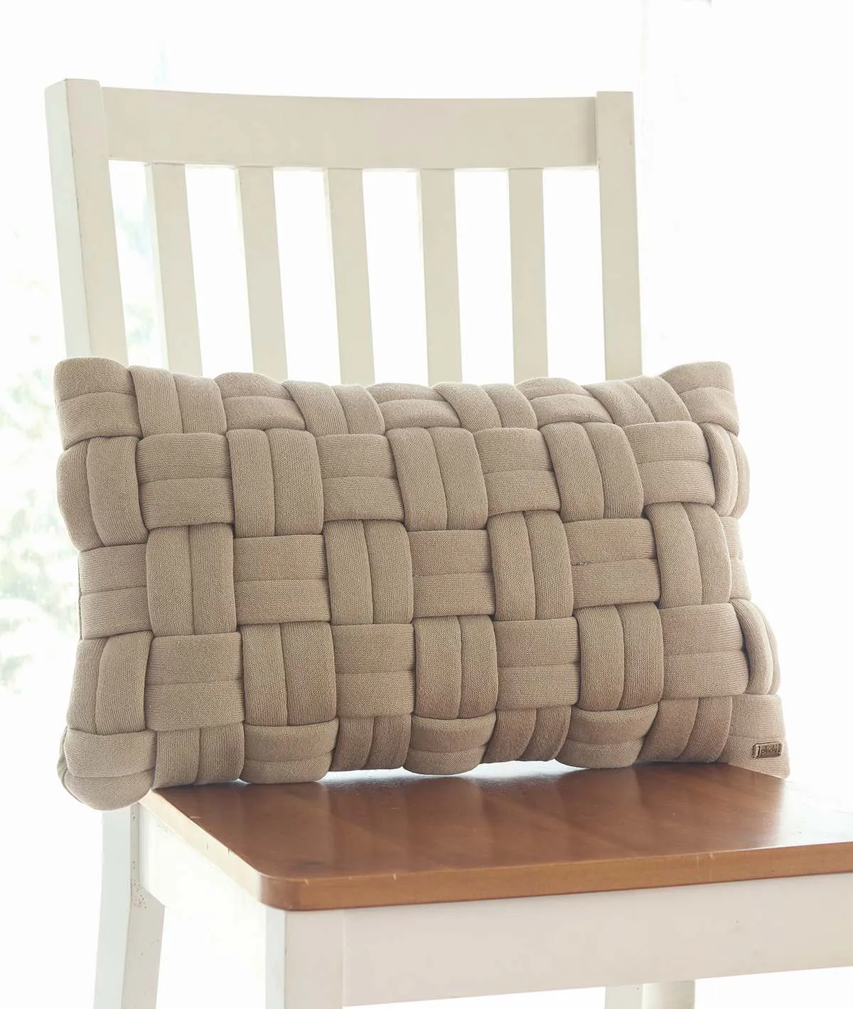 Basket Knit Cotton Knitted Decorative Sandy Brown Color 12 x 20 Inches Pillow Covers