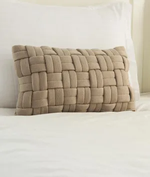 Basket Knit Cotton Knitted Decorative Sandy Brown Color 12 x 20 Inches Pillow Covers
