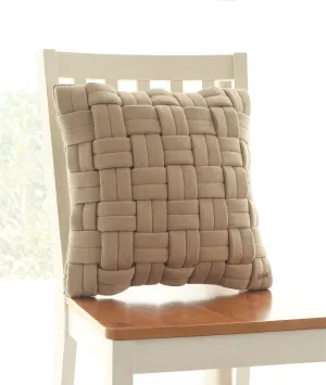 Basket Knit Cotton Knitted Decorative Sandy Brown Color 16 x 16 Inches Cushion Cover