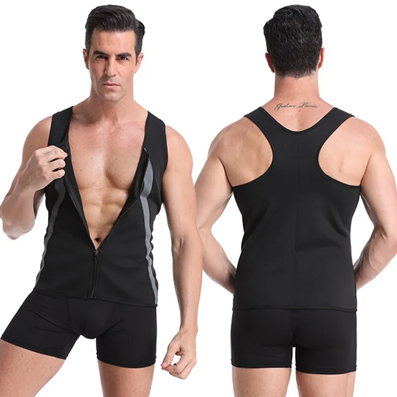 Be-In-Shape Men Casual Tummy Belly Control Body Building Shirt Compression Neoprene Clothing Sleeveless Oversized Slimming Vest