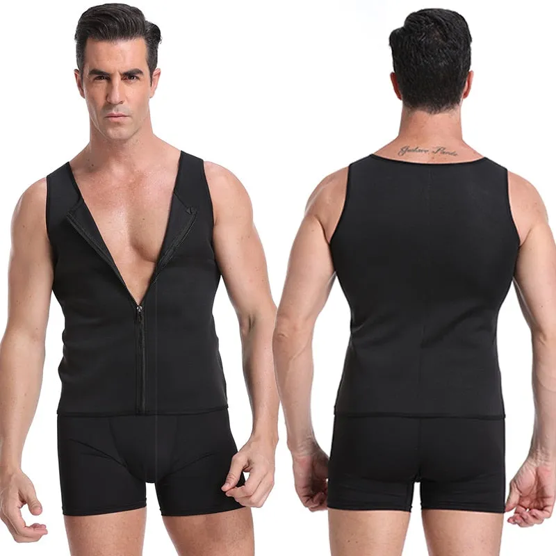 Be-In-Shape Men Casual Tummy Belly Control Body Building Shirt Compression Neoprene Clothing Sleeveless Oversized Slimming Vest