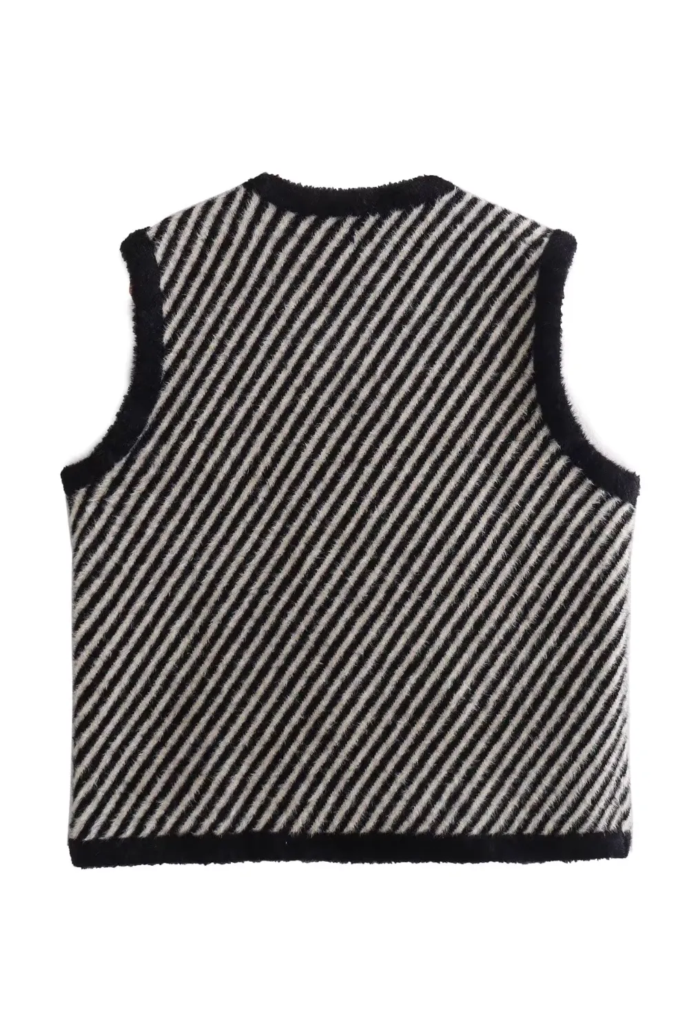 'Beth' Sleeveless Double-Breasted Stripe Vest