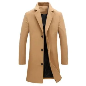 BRADFORD Design Collection Men's Fashion Khaki Brown Coat Jacket Premium Quality Long Khaki Brown Wool Coat Jacket