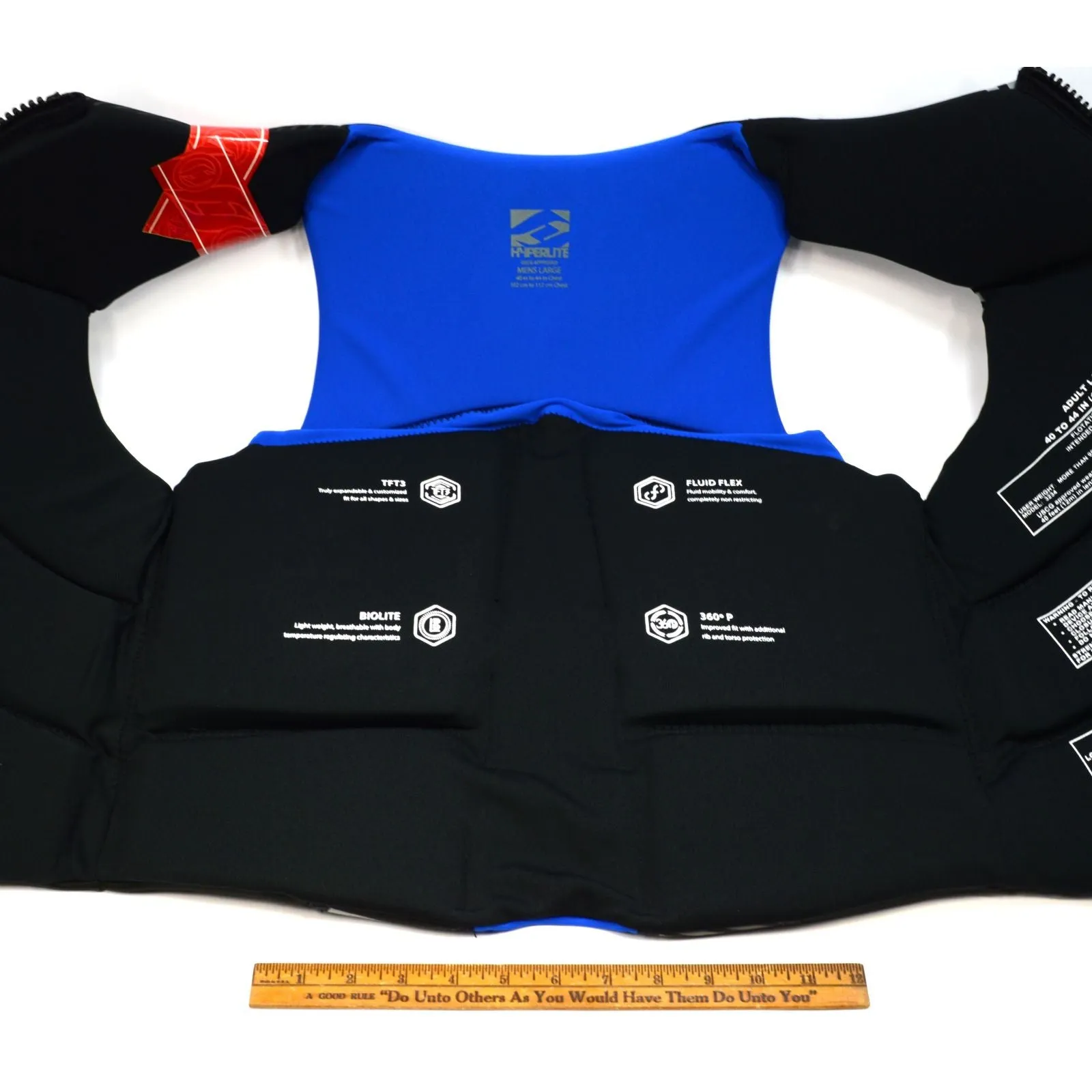 Brand New! HYPERLITE LIFE VEST Men's PFD JACKET Black/Blue LARGE 40-44" Neoprene