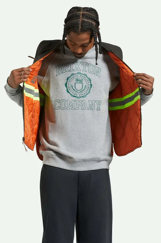 Brixton Builders Abraham Reversible Vest - WASHED BLACK RUST ORANGE