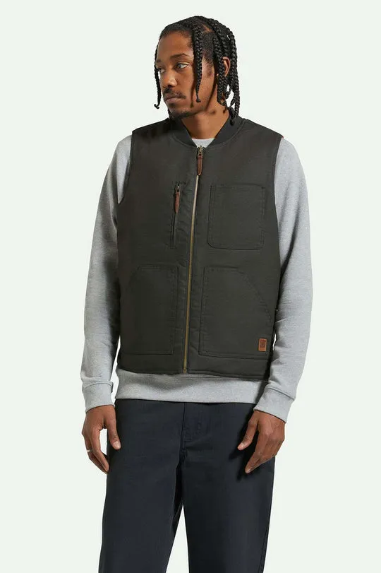 Brixton Builders Abraham Reversible Vest - WASHED BLACK RUST ORANGE