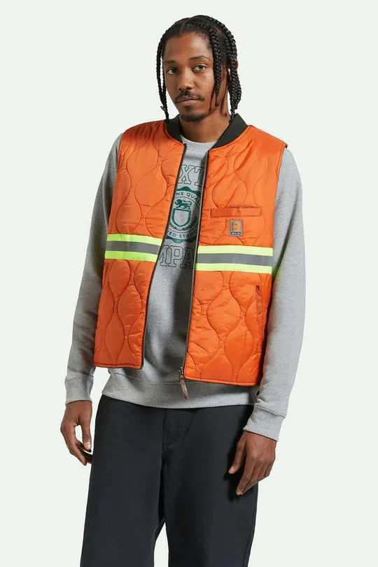 Brixton Builders Abraham Reversible Vest - WASHED BLACK RUST ORANGE