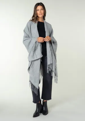 Brushed Twill Blanket Fringe Poncho