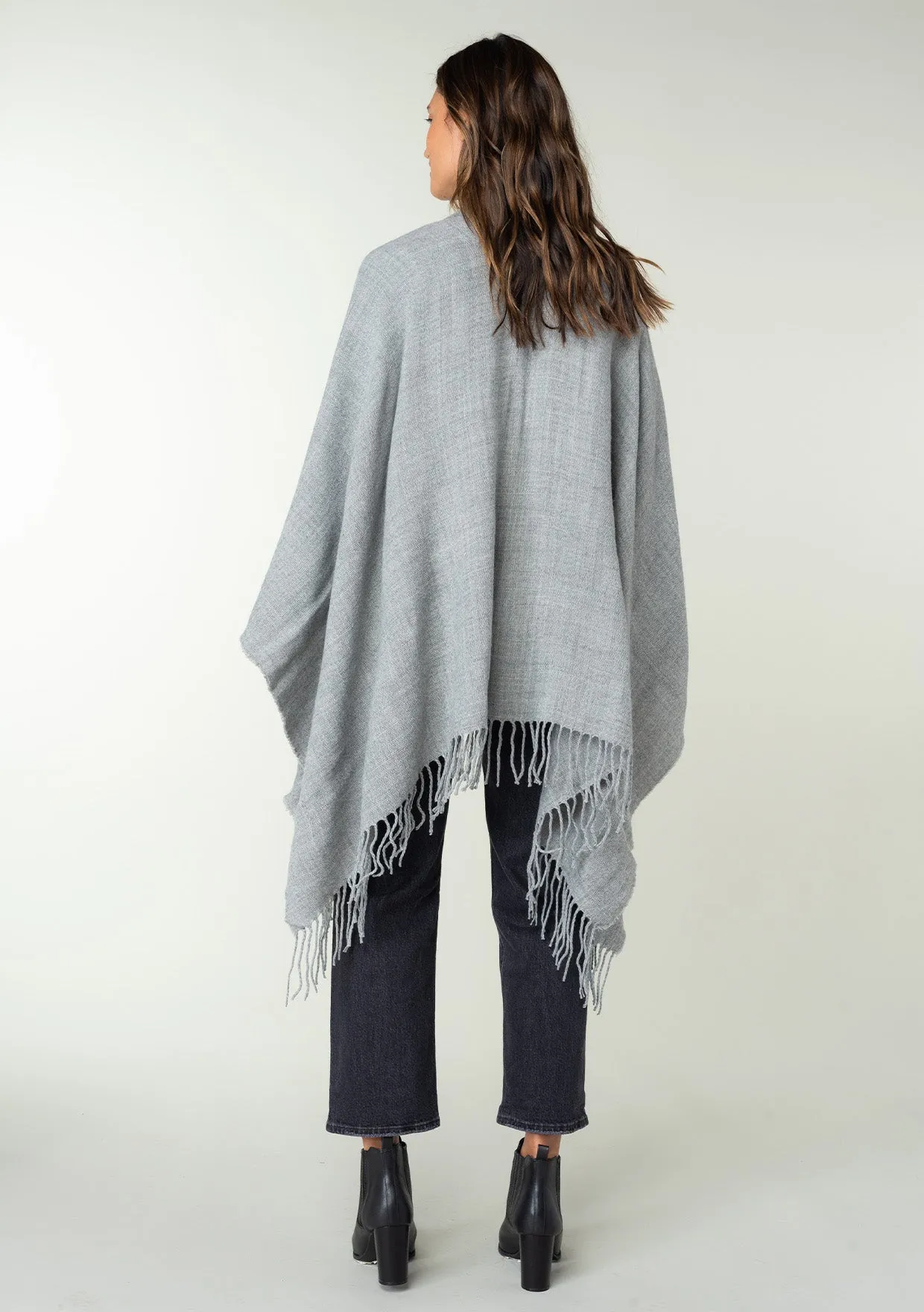 Brushed Twill Blanket Fringe Poncho