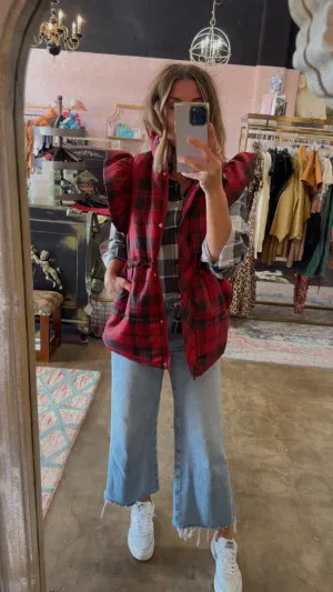 Buffalo Plaid Vest- Red/Black