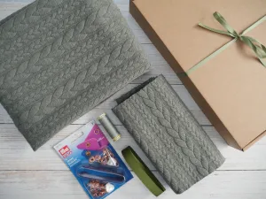 Cable Poncho & Ear Warmer Sewing Kit - Olive