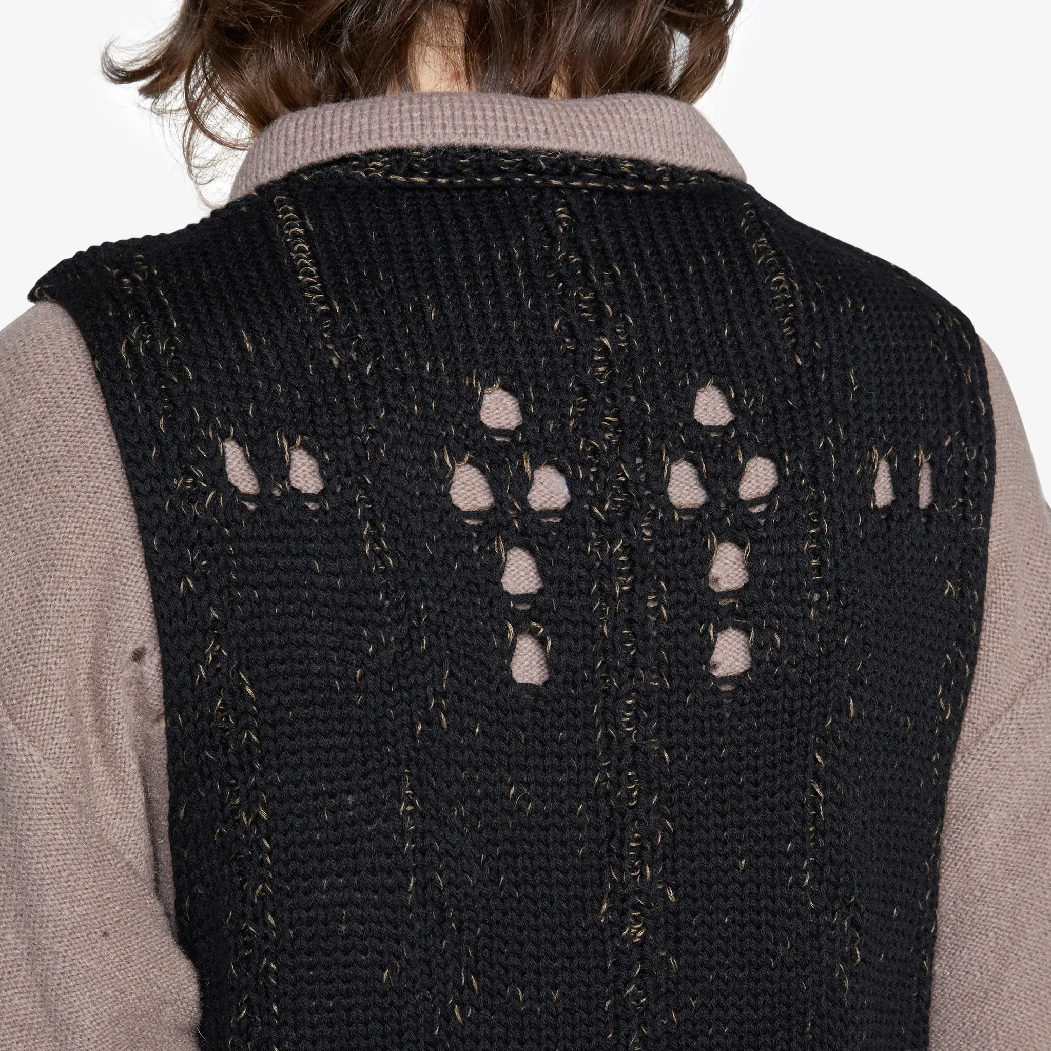 Cable Roundneck Vest Black