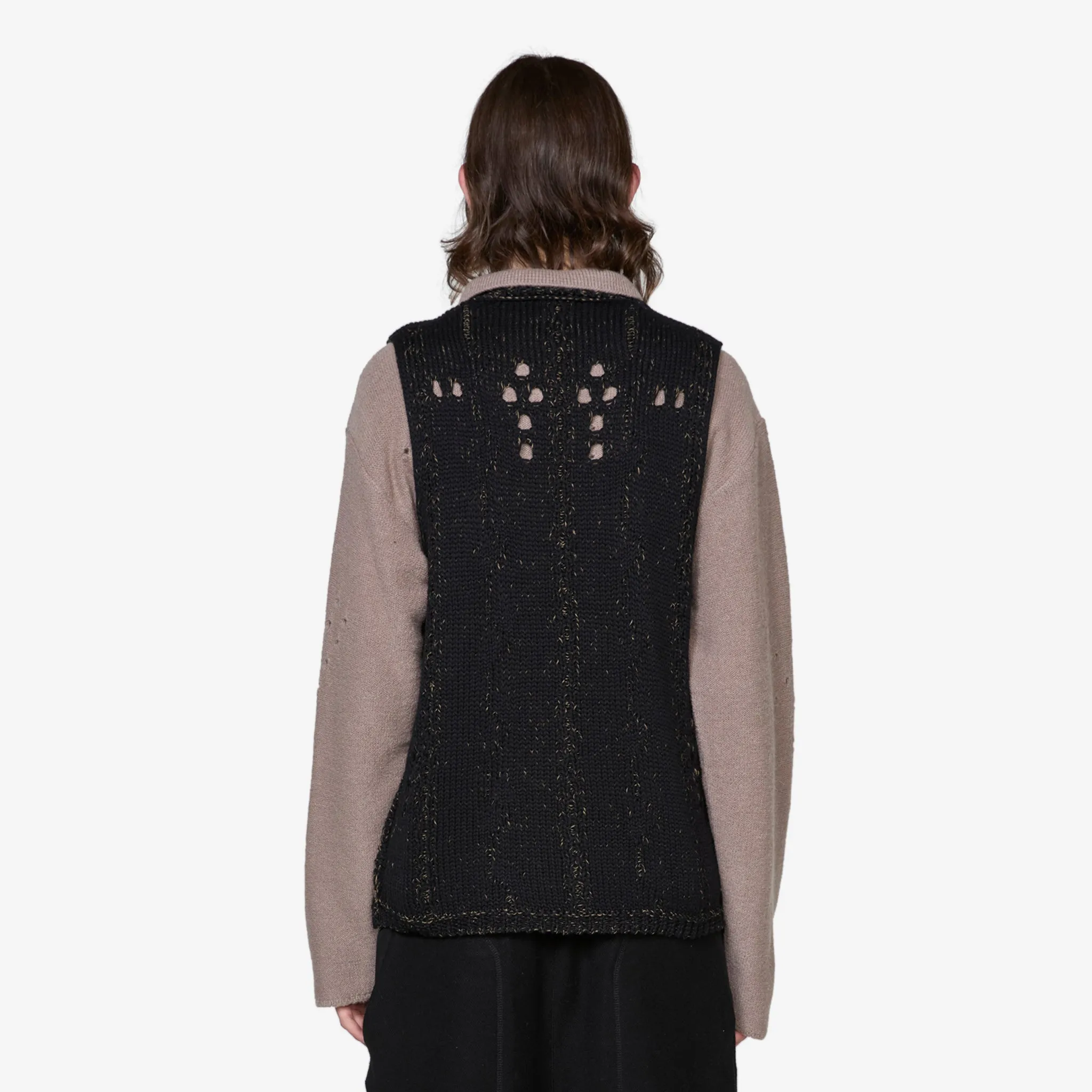 Cable Roundneck Vest Black