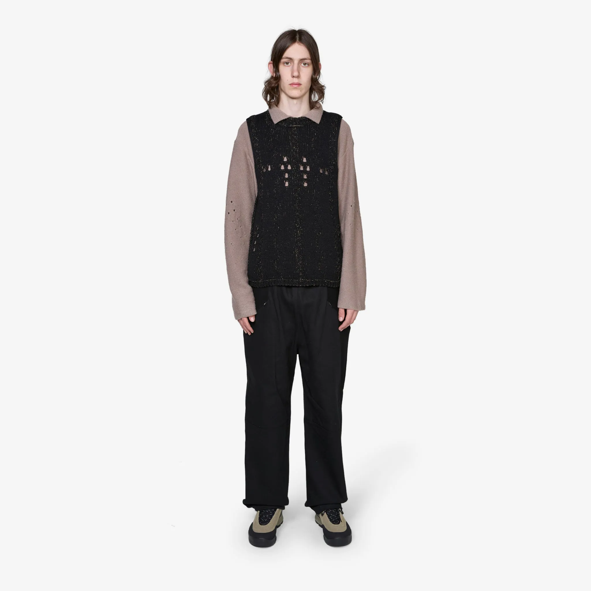 Cable Roundneck Vest Black