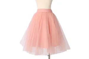 Classic Layered Tulle Midi Skirt - Ballet Pink