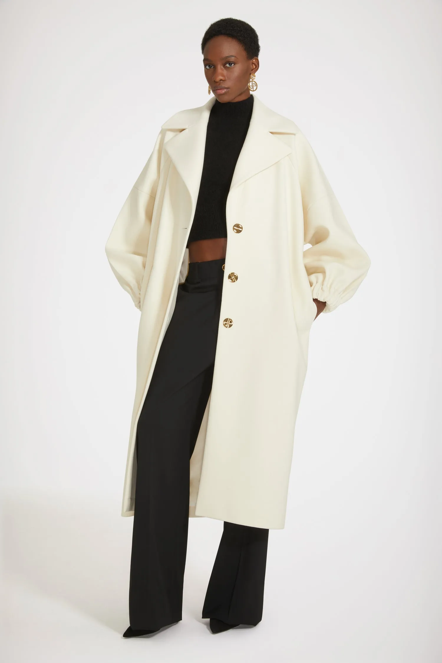 Cocoon coat in wool-blend felt