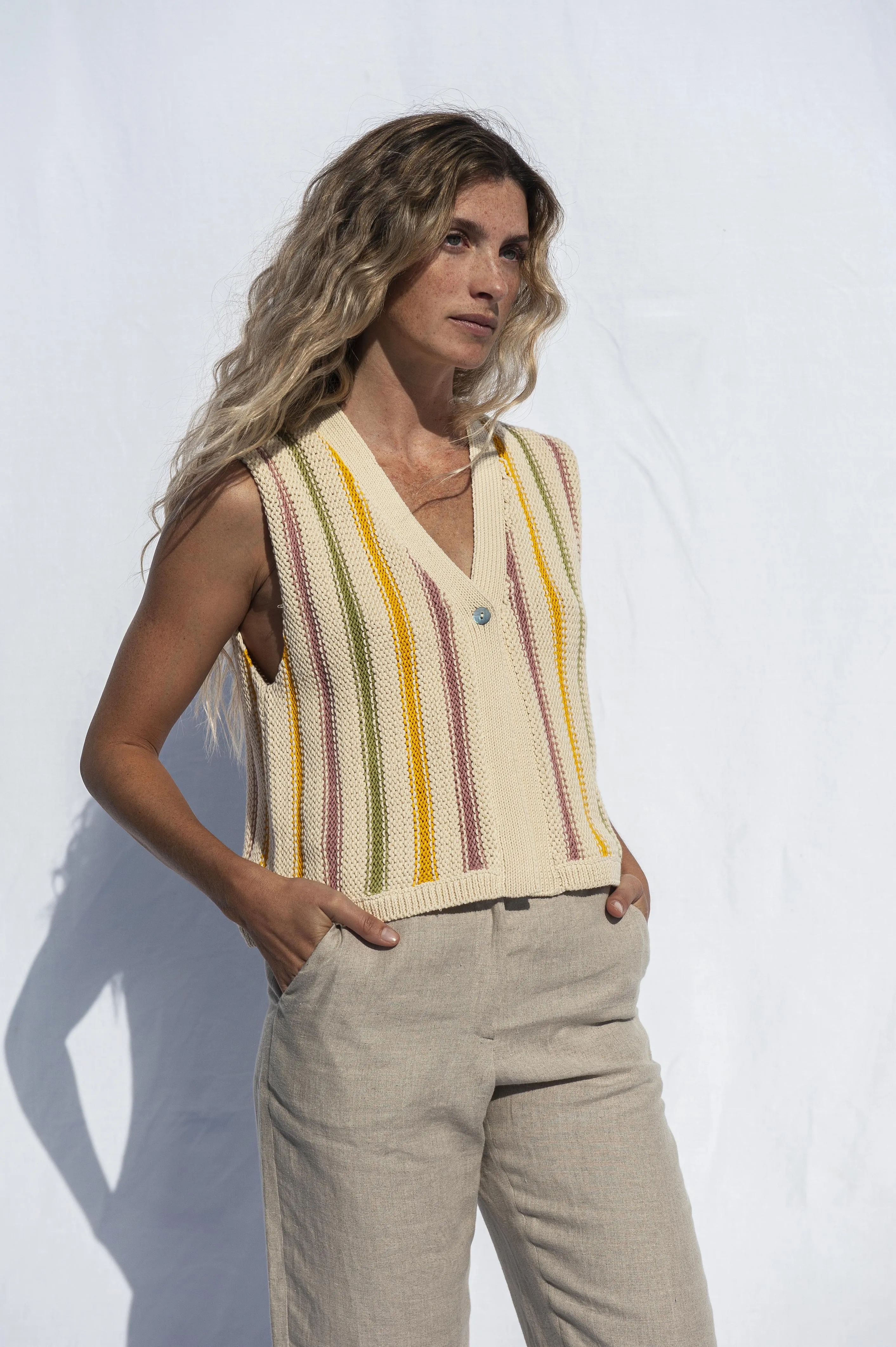 Cora Cotton Vest Stripes