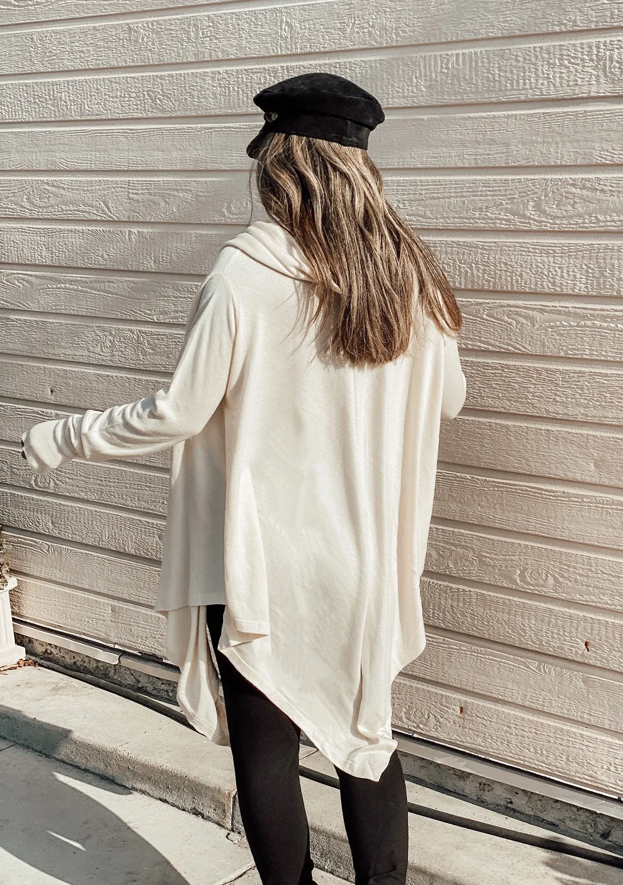 Cowl Neck Handkerchief Hem Knit Sweater