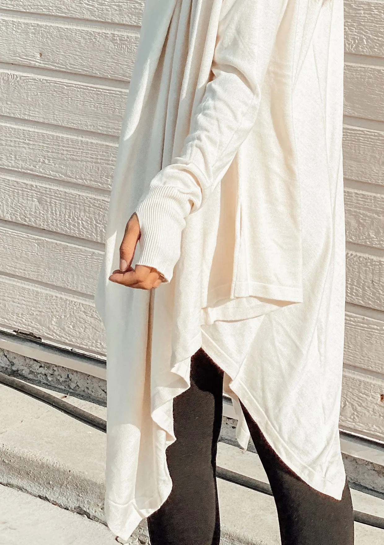 Cowl Neck Handkerchief Hem Knit Sweater