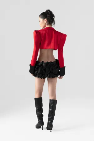 Crop Blazer Crystal-Embellished Mini Skirt
