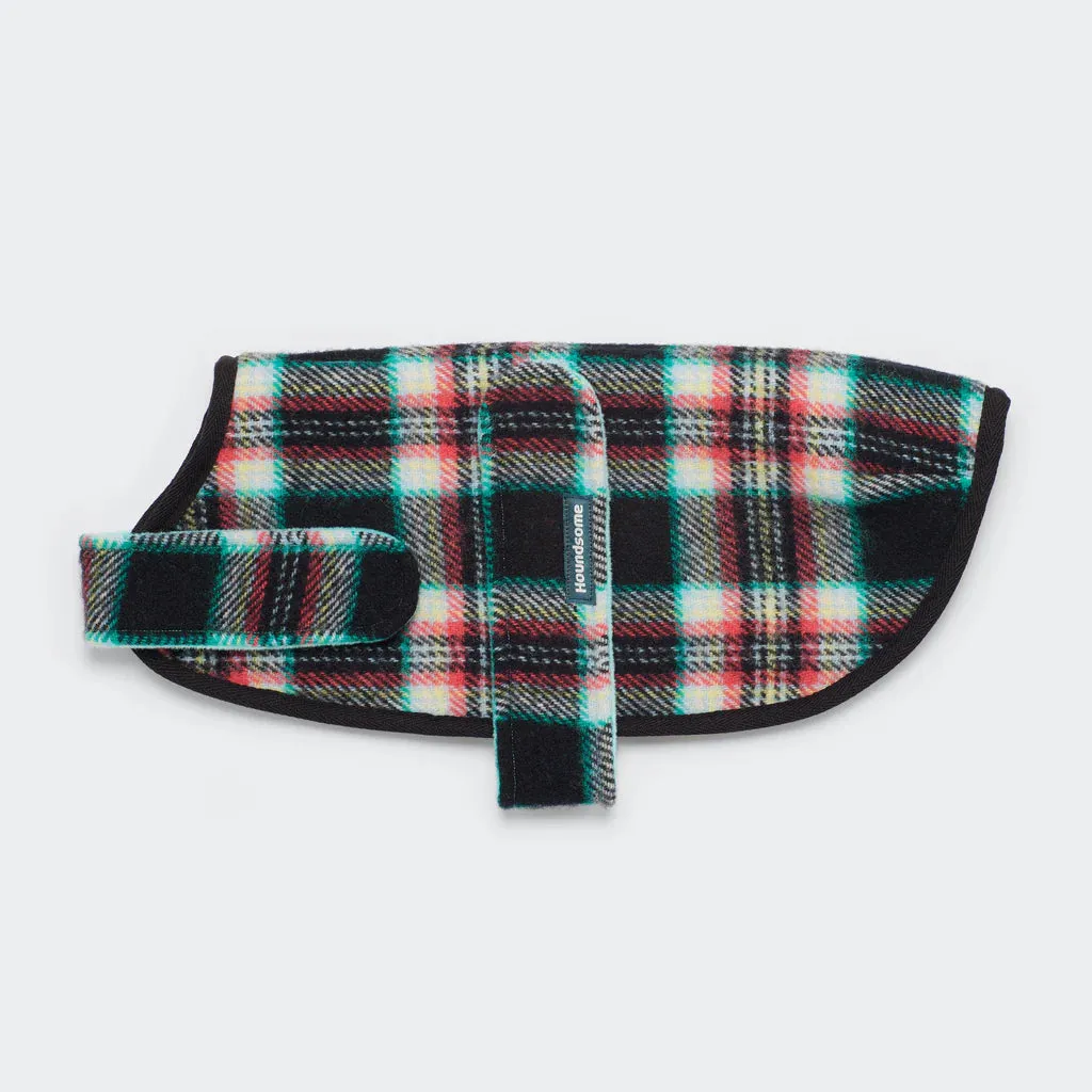 Dog Coat Pure Marino Wool Black Cockatoo Teal