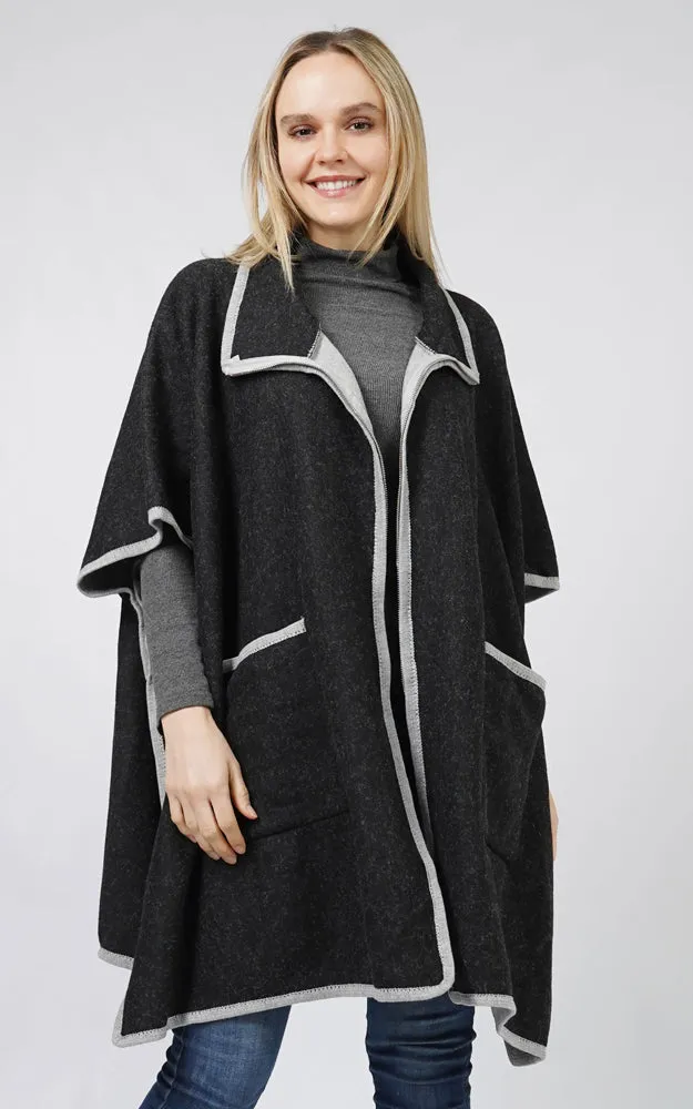 EVT10820 CONTRAST TRIM ZIP-UP CAPE