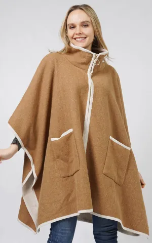 EVT10820 CONTRAST TRIM ZIP-UP CAPE