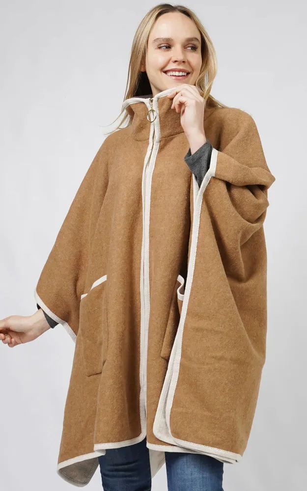 EVT10820 CONTRAST TRIM ZIP-UP CAPE