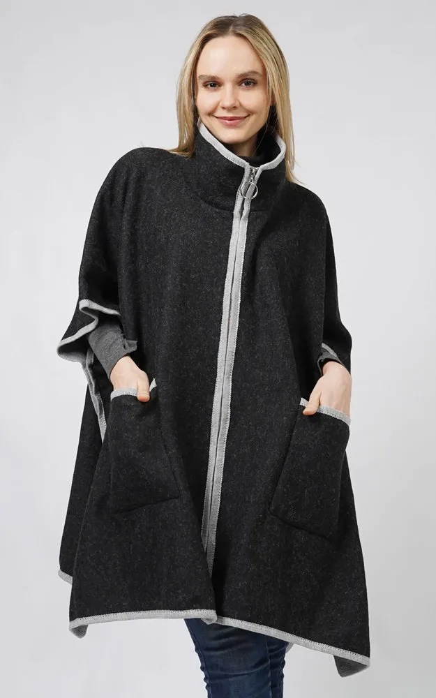 EVT10820 CONTRAST TRIM ZIP-UP CAPE