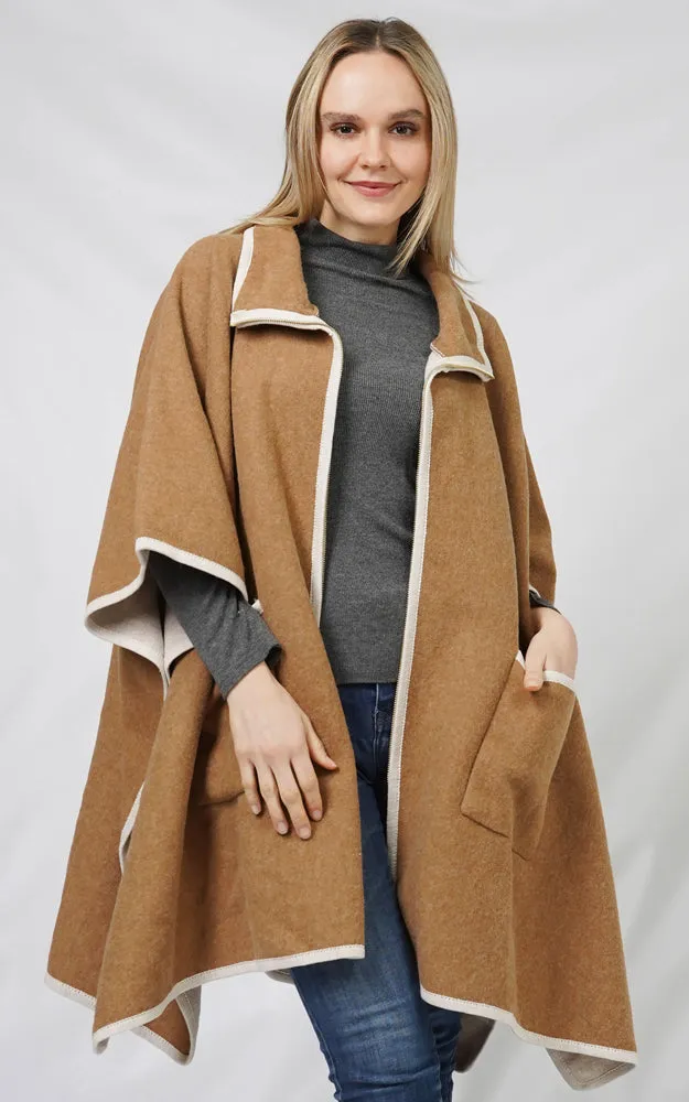 EVT10820 CONTRAST TRIM ZIP-UP CAPE