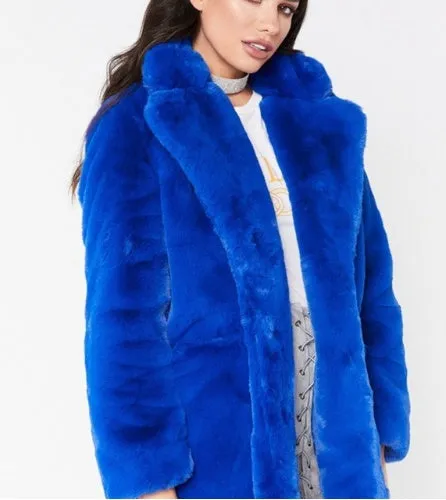 Faux Fur Coat Women Long Sleeve Warm Thick Wave Jackets Plus Size Coat Winter Black Yellow Rose Red Fur Coats Autumn