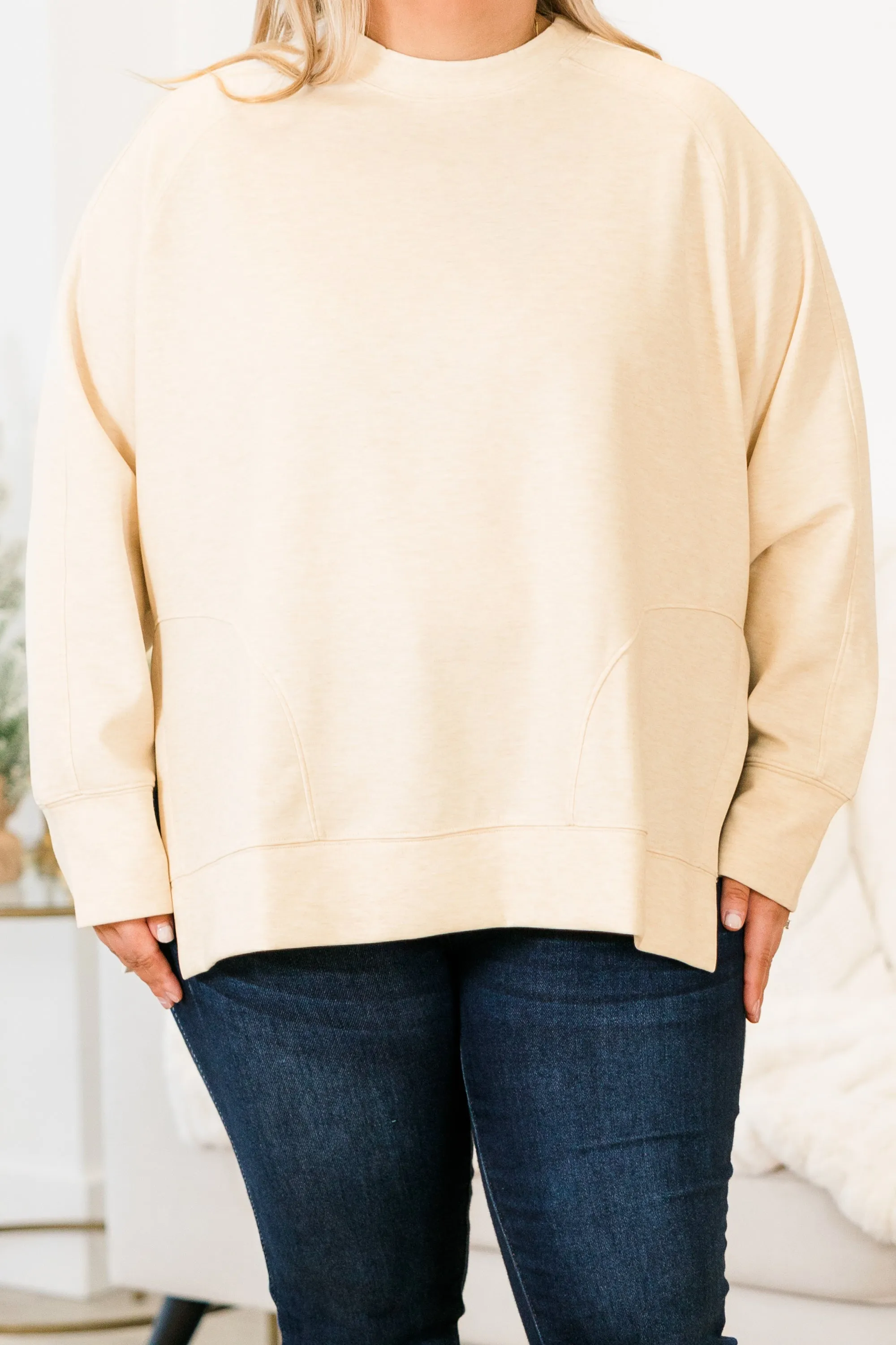 Feels So Sweet Pullover, Heather Beige
