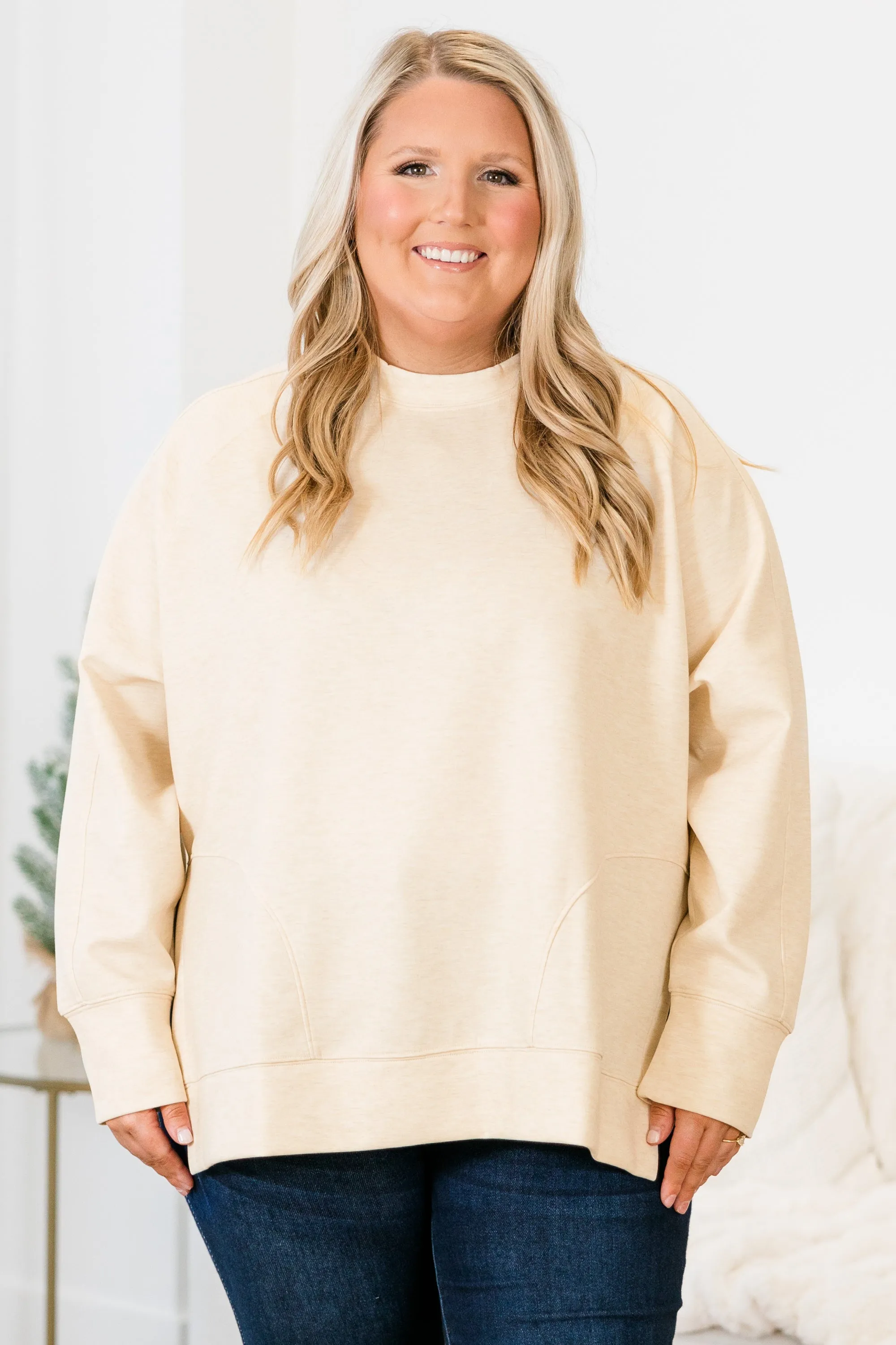 Feels So Sweet Pullover, Heather Beige