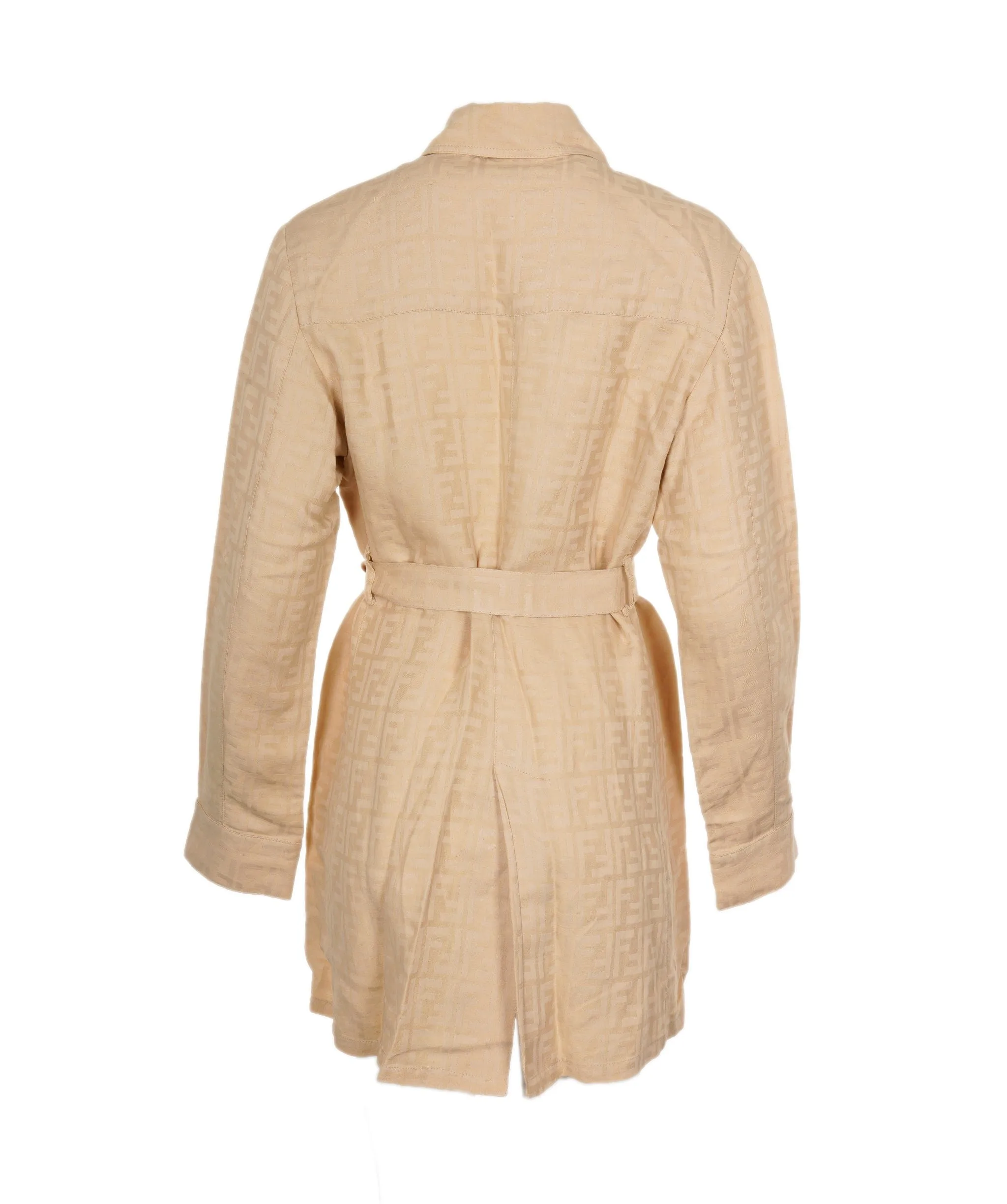 Fendi Zucca Trench Coat Cotton Beige ASL6725