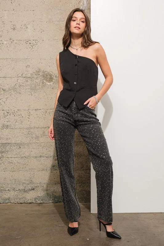 FINAL SALE!! One Shoulder Button Down Vest