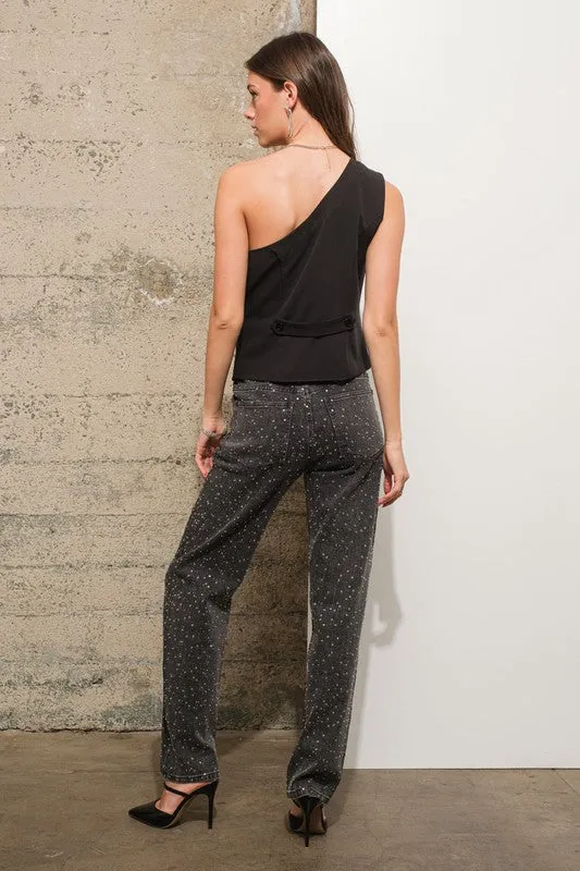 FINAL SALE!! One Shoulder Button Down Vest
