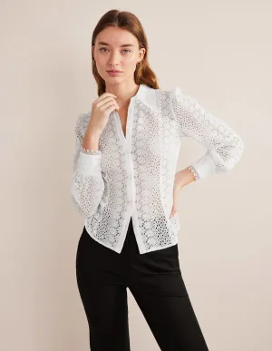 Fitted Lace Shirt-White