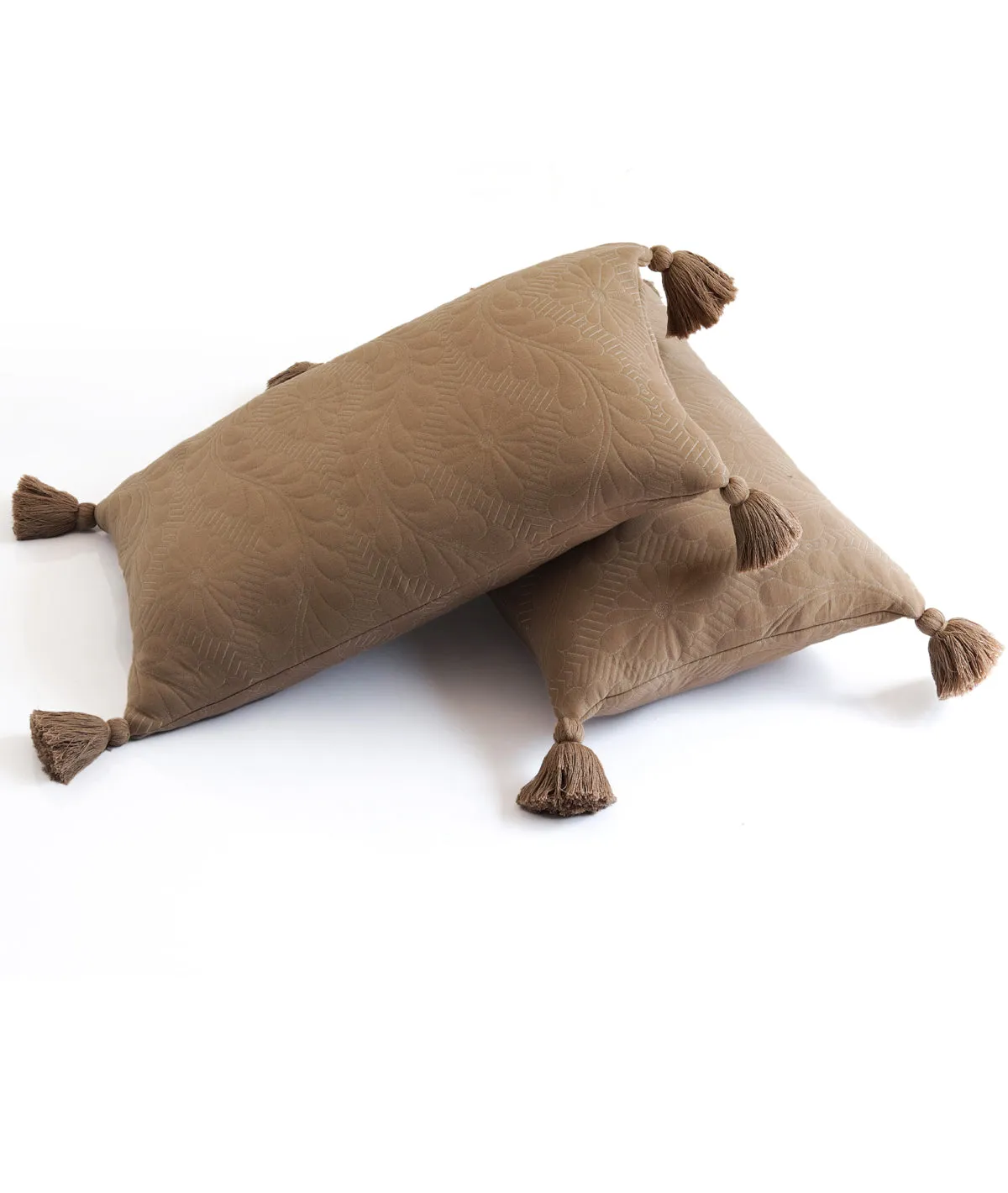 Flora Dove Beige 100% Cotton Knitted King Size Bed Cover with 2 Pillow Covers (Set of 3)